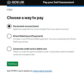 Choose a way to pay your tax image